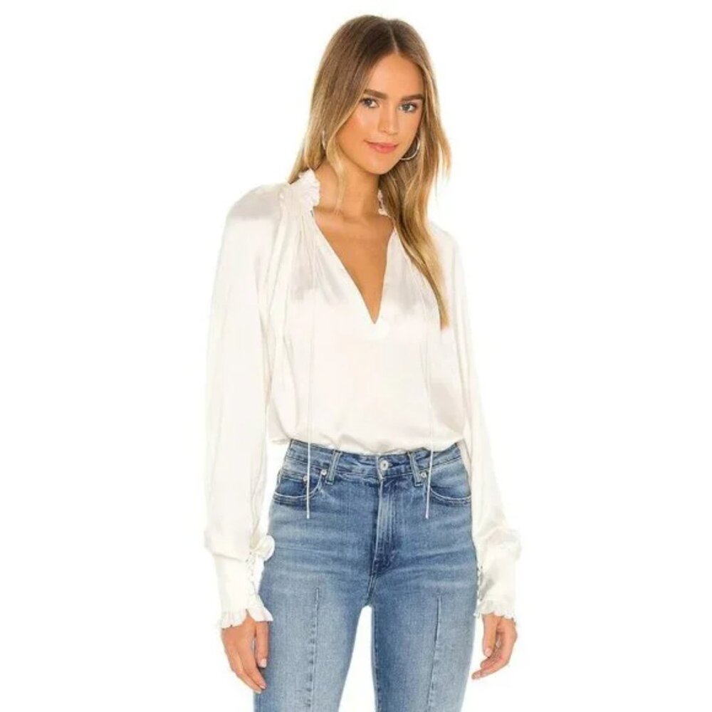 JONATHAN SIMKHAI STANDARD Ruched Front Top In Ecru